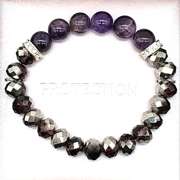 Avon Protection / I Wish You Beaded Bracelet - Purple Amethyst - Picture 2 of 4